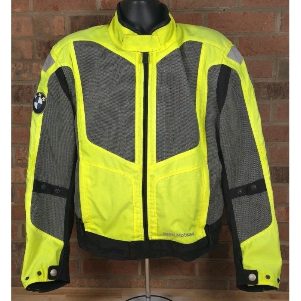 BMW Motorrad AirShell Jacket Size Large Motorcycle Armored His Vis Green